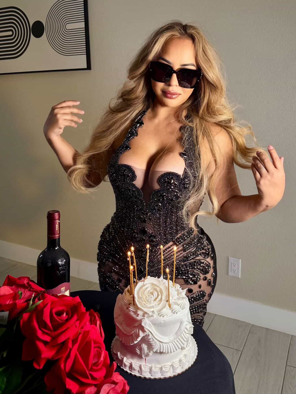 Black magic middi dress