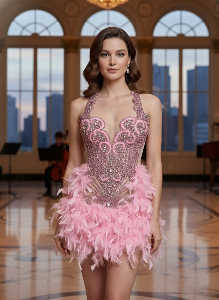 PINK FEATHER DRESS